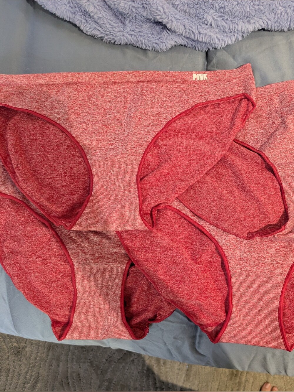 PINK Victoria's Secret Seamless High-Rise Cotton-Blend Briefs - Red x4